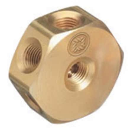 Western Enterprises 0.25 in. NPT female x 2 in. Brass Hexagonal Manifold 7 Cylinder Block 312-MB-7